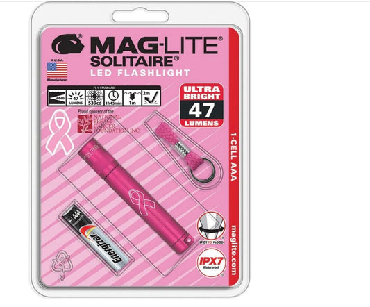 Mag-Lite Solitaire LED AAA Pink Breast Cancer Foundation Flashlight - SJ3AMW6