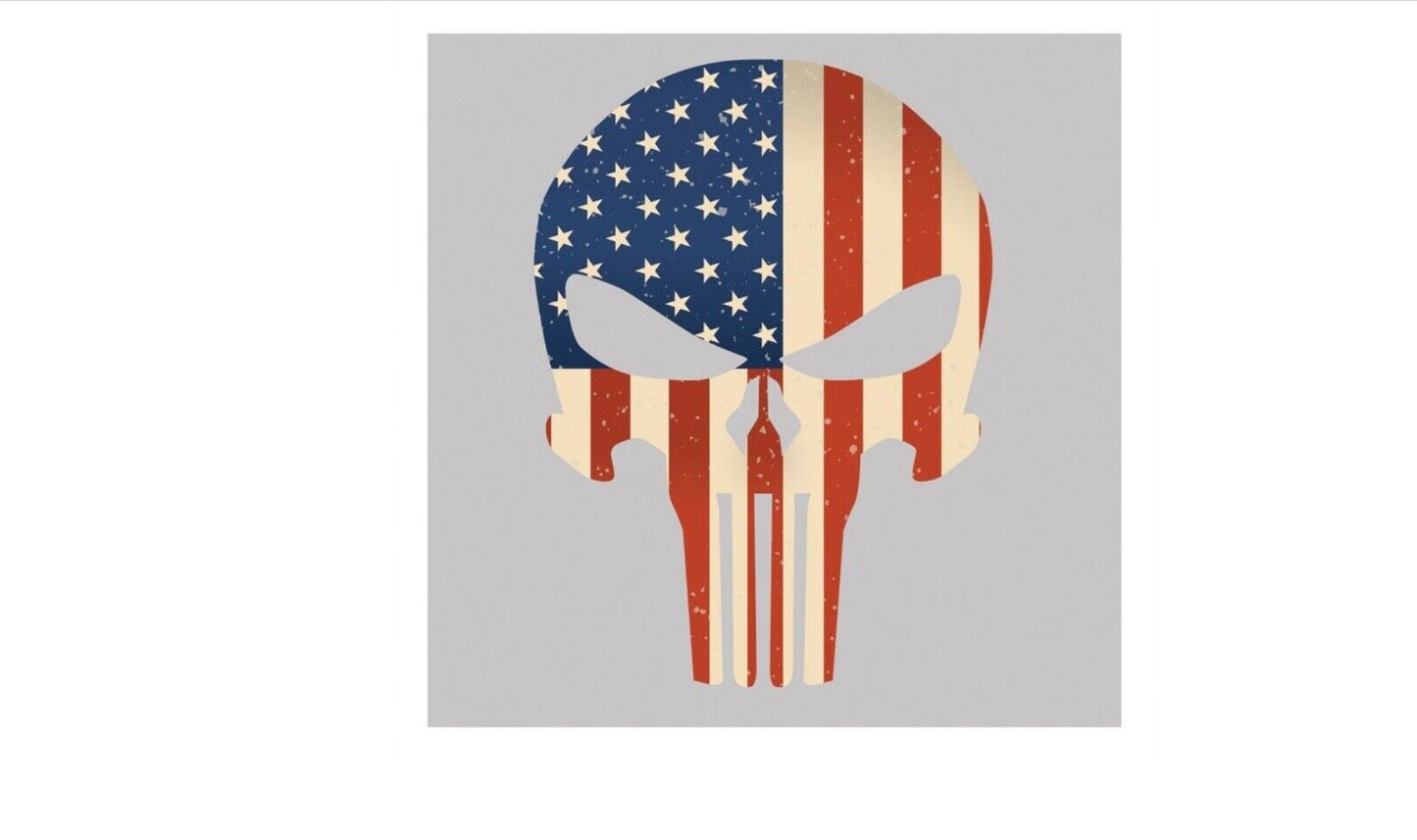 USA & Thin Blue Line Skull Sticker 4.5”x3”