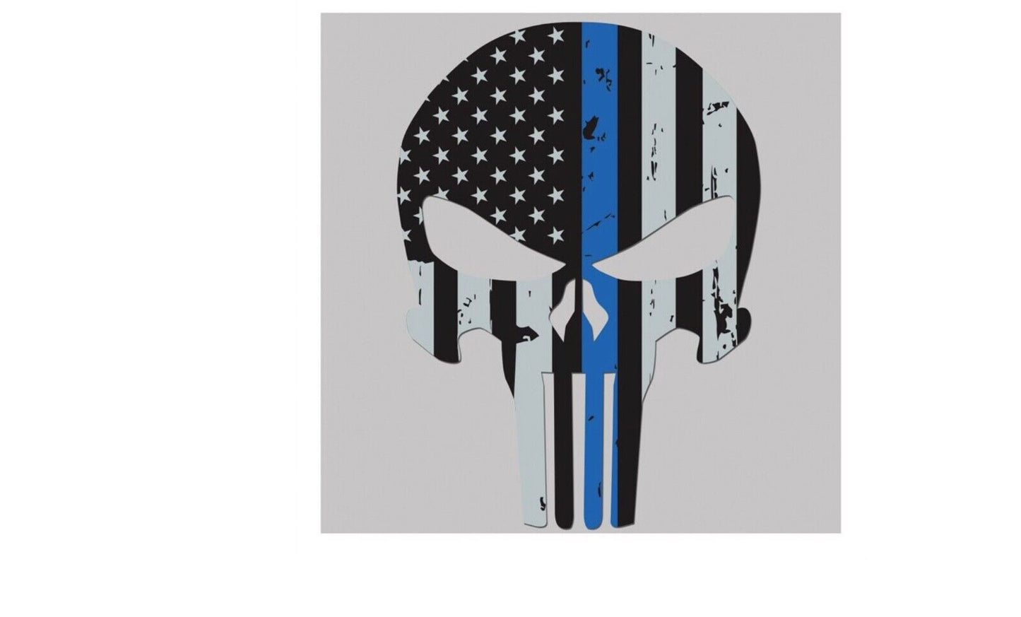 USA & Thin Blue Line Skull Sticker 4.5”x3”